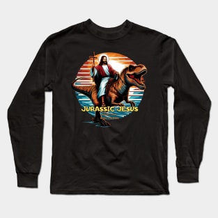 Jurassic jesus wishes you a merry christmas Long Sleeve T-Shirt